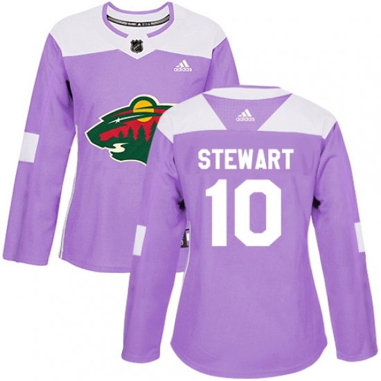 Women's Adidas Minnesota Wild #10 Chris Stewart Authentic Purple Fights Cancer Practice NHL Jersey Women's Adidas Minnesota Wild #10 Chris Stewart Authentic Purple Fights Cancer Practice NHL Jersey