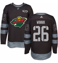 Men's Adidas Minnesota Wild #26 Daniel Winnik Authentic Black 1917-2017 100th Anniversary NHL Jersey