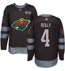 Men's Adidas Minnesota Wild #4 Mike Reilly Authentic Black 1917-2017 100th Anniversary NHL Jersey