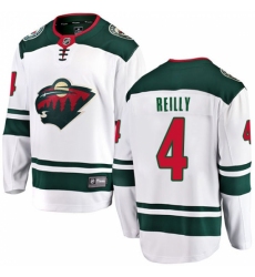 Men's Minnesota Wild #4 Mike Reilly Authentic White Away Fanatics Branded Breakaway NHL Jersey