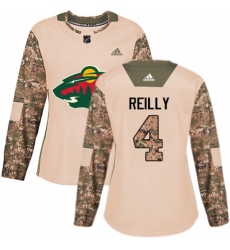 Women's Adidas Minnesota Wild #4 Mike Reilly Authentic Camo Veterans Day Practice NHL Jersey