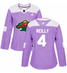 Women's Adidas Minnesota Wild #4 Mike Reilly Authentic Purple Fights Cancer Practice NHL Jersey