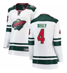 Women's Minnesota Wild #4 Mike Reilly Authentic White Away Fanatics Branded Breakaway NHL Jersey