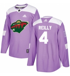 Youth Adidas Minnesota Wild #4 Mike Reilly Authentic Purple Fights Cancer Practice NHL Jersey