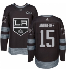 Men's Adidas Los Angeles Kings #15 Andy Andreoff Premier Black 1917-2017 100th Anniversary NHL Jersey