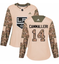 Women's Adidas Los Angeles Kings #14 Mike Cammalleri Authentic Camo Veterans Day Practice NHL Jersey