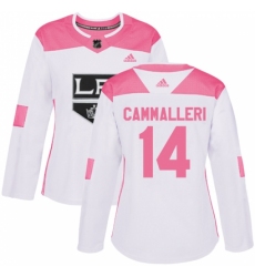 Women's Adidas Los Angeles Kings #14 Mike Cammalleri Authentic White/Pink Fashion NHL Jersey