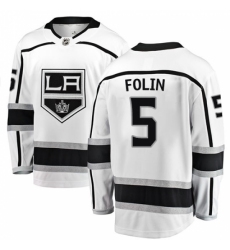 Men's Los Angeles Kings #5 Christian Folin Authentic White Away Fanatics Branded Breakaway NHL Jersey