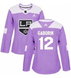 Women's Adidas Los Angeles Kings #12 Marian Gaborik Authentic Purple Fights Cancer Practice NHL Jersey