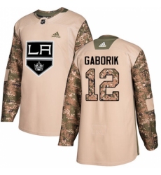 Youth Adidas Los Angeles Kings #12 Marian Gaborik Authentic Camo Veterans Day Practice NHL Jersey