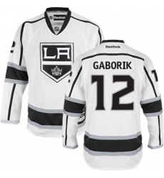 Youth Reebok Los Angeles Kings #12 Marian Gaborik Authentic White Away NHL Jersey