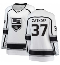 Women's Los Angeles Kings #37 Jeff Zatkoff Authentic White Away Fanatics Branded Breakaway NHL Jersey