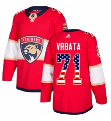 Men's Adidas Florida Panthers #71 Radim Vrbata Authentic Red USA Flag Fashion NHL Jersey