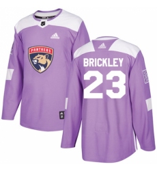 Men's Adidas Florida Panthers #23 Connor Brickley Authentic Purple Fights Cancer Practice NHL Jersey