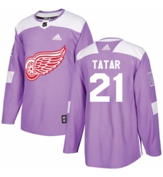 Men's Adidas Detroit Red Wings #21 Tomas Tatar Authentic Purple Fights Cancer Practice NHL Jersey