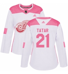 Women's Adidas Detroit Red Wings #21 Tomas Tatar Authentic White/Pink Fashion NHL Jersey