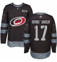 Men's Adidas Carolina Hurricanes #17 Rod Brind'Amour Authentic Black 1917-2017 100th Anniversary NHL Jersey