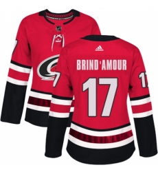 Women's Adidas Carolina Hurricanes #17 Rod Brind'Amour Authentic Red Home NHL Jersey