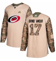 Youth Adidas Carolina Hurricanes #17 Rod Brind'Amour Authentic Camo Veterans Day Practice NHL Jersey