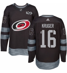 Men's Adidas Carolina Hurricanes #16 Marcus Kruger Authentic Black 1917-2017 100th Anniversary NHL Jersey