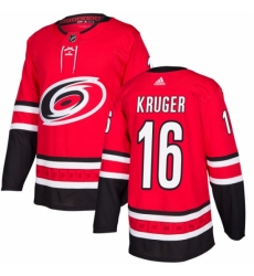 Men's Adidas Carolina Hurricanes #16 Marcus Kruger Authentic Red Home NHL Jersey