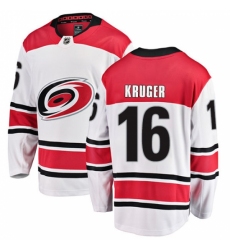 Men's Carolina Hurricanes #16 Marcus Kruger Fanatics Branded White Away Breakaway NHL Jersey