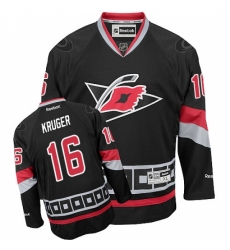 Men's Reebok Carolina Hurricanes #16 Marcus Kruger Authentic Black Third NHL Jersey