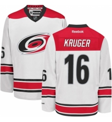 Men's Reebok Carolina Hurricanes #16 Marcus Kruger Authentic White Away NHL Jersey