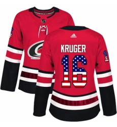 Women's Adidas Carolina Hurricanes #16 Marcus Kruger Authentic Red USA Flag Fashion NHL Jersey