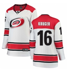 Women's Carolina Hurricanes #16 Marcus Kruger Authentic White Away Fanatics Branded Breakaway NHL Jersey