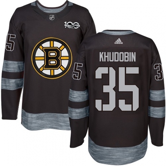 Men's Adidas Boston Bruins #35 Anton Khudobin Premier Black 1917-2017 100th Anniversary NHL Jersey Men's Adidas Boston Bruins #35 Anton Khudobin Premier Black 1917-2017 100th Anniversary NHL Jersey