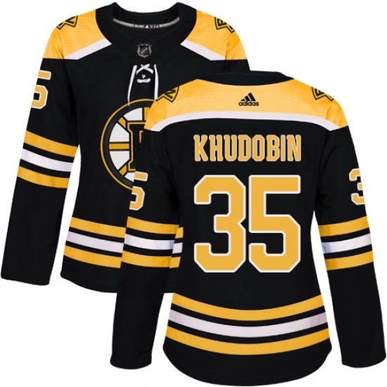 Women's Adidas Boston Bruins #35 Anton Khudobin Authentic Black Home NHL Jersey Women's Adidas Boston Bruins #35 Anton Khudobin Authentic Black Home NHL Jersey
