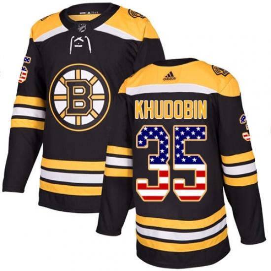 Youth Adidas Boston Bruins #35 Anton Khudobin Authentic Black USA Flag Fashion NHL Jersey Youth Adidas Boston Bruins #35 Anton Khudobin Authentic Black USA Flag Fashion NHL Jersey