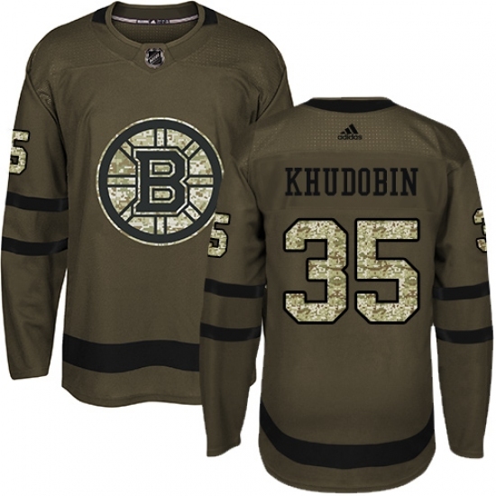 Youth Adidas Boston Bruins #35 Anton Khudobin Premier Green Salute to Service NHL Jersey Youth Adidas Boston Bruins #35 Anton Khudobin Premier Green Salute to Service NHL Jersey