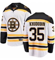 Youth Boston Bruins #35 Anton Khudobin Authentic White Away Fanatics Branded Breakaway NHL Jersey Youth Boston Bruins #35 Anton Khudobin Authentic White Away Fanatics Branded Breakaway NHL Jersey