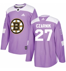 Men's Adidas Boston Bruins #27 Austin Czarnik Authentic Purple Fights Cancer Practice NHL Jersey