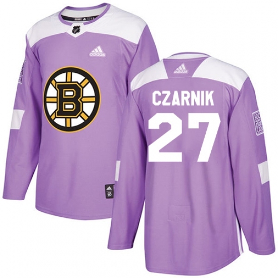Men's Adidas Boston Bruins #27 Austin Czarnik Authentic Purple Fights Cancer Practice NHL Jersey Men's Adidas Boston Bruins #27 Austin Czarnik Authentic Purple Fights Cancer Practice NHL Jersey