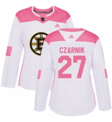Women's Adidas Boston Bruins #27 Austin Czarnik Authentic White/Pink Fashion NHL Jersey Women's Adidas Boston Bruins #27 Austin Czarnik Authentic White/Pink Fashion NHL Jersey