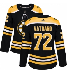 Women's Adidas Boston Bruins #72 Frank Vatrano Authentic Black Home NHL Jersey