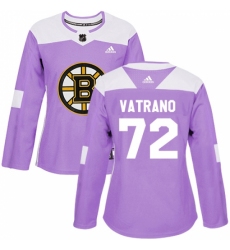 Women's Adidas Boston Bruins #72 Frank Vatrano Authentic Purple Fights Cancer Practice NHL Jersey