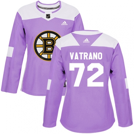 Women's Adidas Boston Bruins #72 Frank Vatrano Authentic Purple Fights Cancer Practice NHL Jersey Women's Adidas Boston Bruins #72 Frank Vatrano Authentic Purple Fights Cancer Practice NHL Jersey
