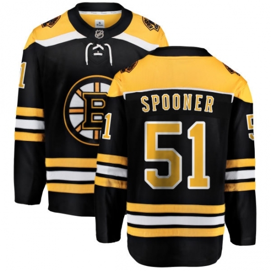 Men's Boston Bruins #51 Ryan Spooner Authentic Black Home Fanatics Branded Breakaway NHL Jersey Men's Boston Bruins #51 Ryan Spooner Authentic Black Home Fanatics Branded Breakaway NHL Jersey