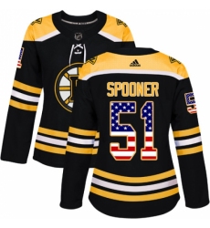 Women's Adidas Boston Bruins #51 Ryan Spooner Authentic Black USA Flag Fashion NHL Jersey Women's Adidas Boston Bruins #51 Ryan Spooner Authentic Black USA Flag Fashion NHL Jersey