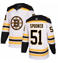 Women's Adidas Boston Bruins #51 Ryan Spooner Authentic White Away NHL Jersey