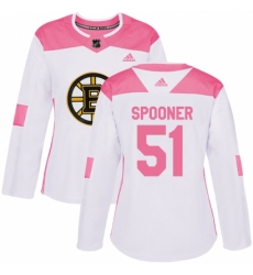 Women's Adidas Boston Bruins #51 Ryan Spooner Authentic White/Pink Fashion NHL Jersey Women's Adidas Boston Bruins #51 Ryan Spooner Authentic White/Pink Fashion NHL Jersey