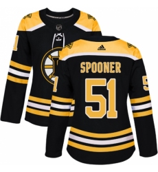 Women's Adidas Boston Bruins #51 Ryan Spooner Premier Black Home NHL Jersey