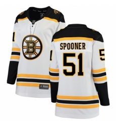 Women's Boston Bruins #51 Ryan Spooner Authentic White Away Fanatics Branded Breakaway NHL Jersey