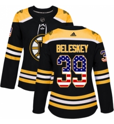 Women's Adidas Boston Bruins #39 Matt Beleskey Authentic Black USA Flag Fashion NHL Jersey