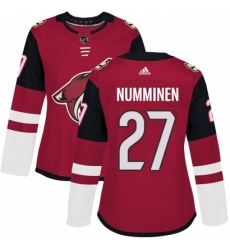 Women's Adidas Arizona Coyotes #27 Teppo Numminen Authentic Burgundy Red Home NHL Jersey