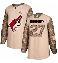 Youth Adidas Arizona Coyotes #27 Teppo Numminen Authentic Camo Veterans Day Practice NHL Jersey